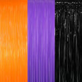 GOER 3.2 ft x 8.2 ft Metallic Tinsel Foil Fringe Curtains for Halloween Birthday Graduation New Year's Party Decorations(1 Pack,Black&Orange&Purple) by GOER