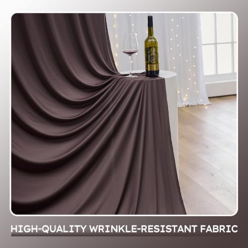 10x10ft Wrinkle Free Brown Backdrop Curtains for Party Background, 2 Panels 5x10ft Silky Polyester Photo Backdrop Drapes Back Drop Cloth for Wedding Birthday Photography Baby Shower Decor - Image 2