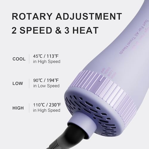 Dual Voltage Hair Dryer Brush 110-240V Travel Blow Dryer Brush in One - Image 4