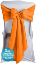 Leading Linens 10 pcs Orange 108"x8" Satin Bow Sash Chair Cover Decoration by LeadingLinens