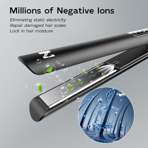 Nicebay Hair Straightener Flat Iron, Titanium Heater Surface, Hair Straightener and Curler, 5 Temp Settings, Fast Heating, Negative Ion, Wide Voltage for Travel, 1 Piece - Image 5