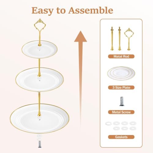 13 Pcs Dessert Display Set, 6 3-Tier Cupcake Stands, 4 Trays & 3 Tongs - Image 6