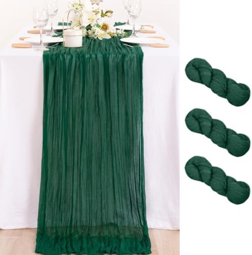Emerald Green Christmas Cheesecloth Table Runner Home Decor 10ft, 3 Pack by MLMC