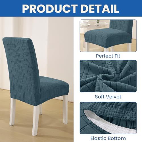Super Stretch Chair Covers for Dining Chairs Set of 4, Forest Green - Image 5