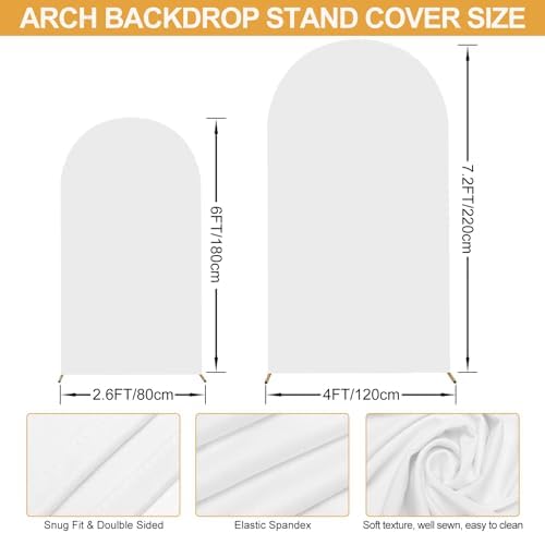 SuuWoee Wedding Arch Backdrop Stand Set of 2 With White Cover (7.2FT+6FT) - Image 3