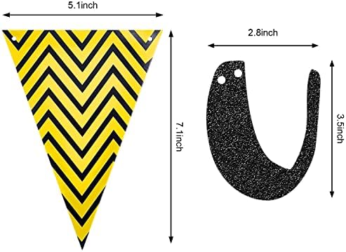 Outus Congratulations Banner with Triangle Flag 12 Swirls,Black, Gold - Image 3