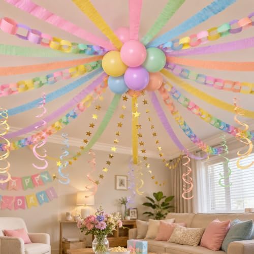 Paper Chain Garland Kit, Pastel Colorful DIY Party Decorations Set - Image 3