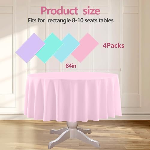 4 Pack Round Pastel Table Cloths for Parties, 84 Inch - Image 2
