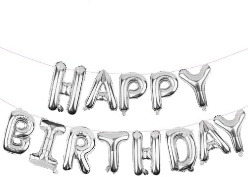 Silver Happy Birthday Balloons Banner (3D Silver Lettering) Mylar Foil Letters | Inflatable Party Decor and Event Decorations for Kids and Adults | Reusable, Ecofriendly Fun by WESTGO