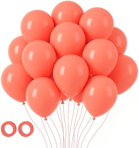 Voircoloria 105pcs Coral Red Party Latex Balloons, 12inch by Voircoloria