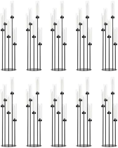 10PCS 39.8'' Tall Matte Black Halloween Candle Holder with Acrylic Shades by WeddingPartyDecoration