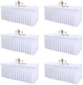 Shillance 6 Packs White Spandex Table Covers 6 Foot, Fitted Stretch Table Cloth with Skirts 72x30 Inch, Wrinkle-Free Floor Length Rectangle Tablecloths for Weddings Parties Banquets Events by Shillance