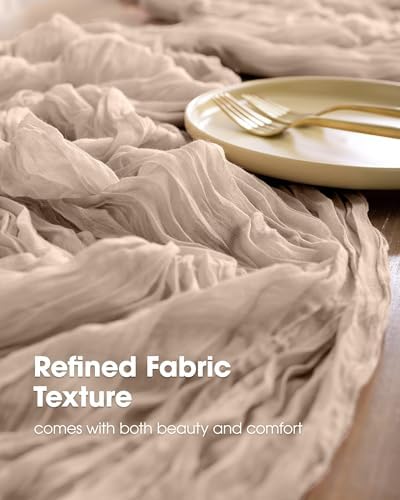 Pureegg 2 Pack Cheesecloth Table Runner 120 Inch Nude - Image 3