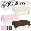 12 Pack Cowgirl Baby Shower Plastic Tablecloth for Rectangle Tables, Cow Print Western Disposable Table Cover, Pink Rustic Table Cloth for Western Farm Cowboy My First Rodeo Baby Shower Party Decor by Hauwellter