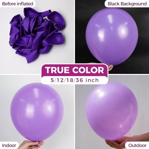 Bezente Purple Balloons Latex Round Helium Party Balloons 100 Pack 12 inch - Image 2