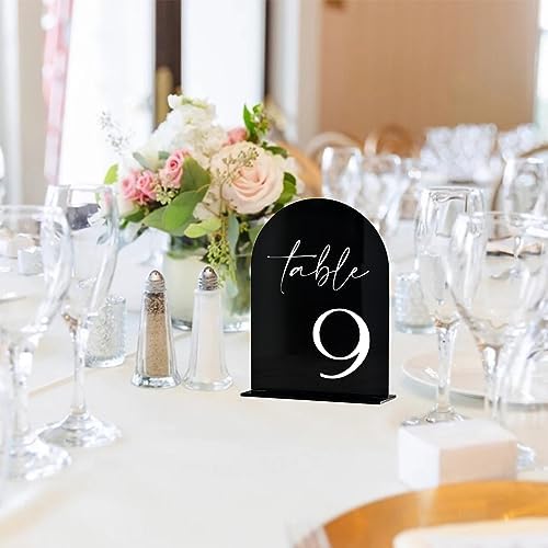 Black Arch Acrylic Table Numbers with Stands 1-15, 5x7" Black Arched Acrylic Sign and Base, Arch Table Numbers for Wedding Reception - Image 6