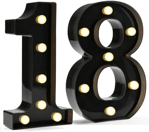 Pooqla Black Light Up Numbers, 18th Birthday Decorations for Boys by Pooqla