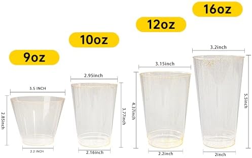 I00000 60 Pcs Gold Plastic Cups, 10 oz Hard Gold Glitter Disposable Cups - Image 4