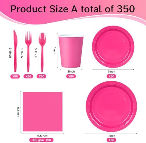 350 Pcs Hot Disposable Plates and Napkins Tableware Set for 50 Guests - Image 2