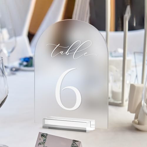 Frosted Arch Table Numbers for Wedding, 5x7 Inch Acrylic Table Numbers 1-30 with Stands, Frosted Acrylic Arch Tabletop Sign with Holder for Centerpiece, Reception, Wedding, Party, Event - Image 4