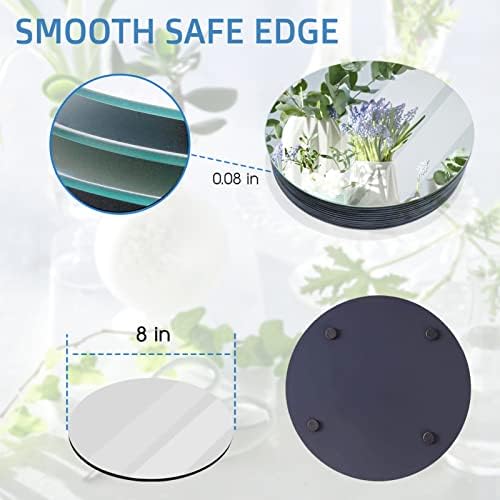 VASUHOME 8" Round Mirror Plates, Glass Circle Mirror Centerpieces for Table Centerpieces & Wedding Party Christmas Decorations, Small Round Mirror Set for Wall, Set of 12, 2mm - Image 4