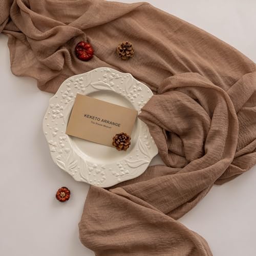 3Pcs Nude Cheesecloth Table Runner 120 Inches for Party Boho Home Decor - Image 2