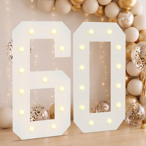 Large 2.4FT Marquee Light Up Numbers 60 for Party Decorations by NANXU