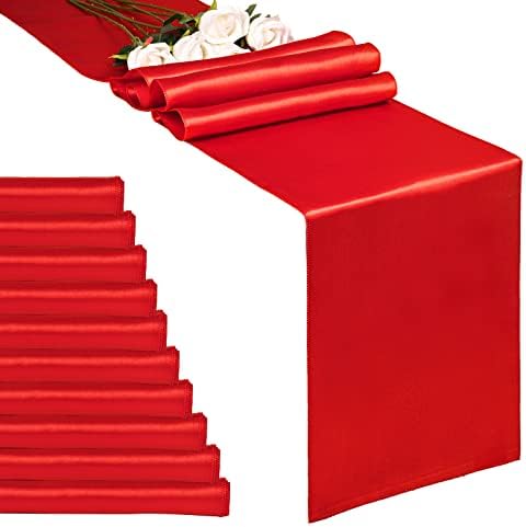 10-Pack Red 12 x 108 inches Long Premium Satin Table Runner by REWOMC