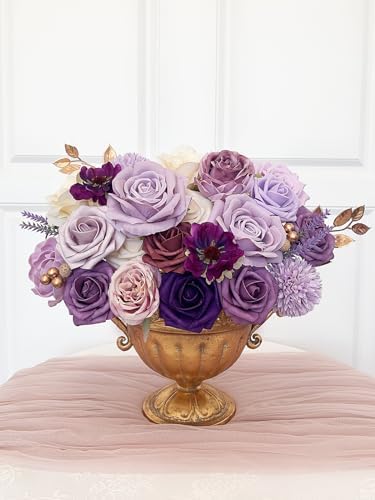 FACINOC Roses Artificial Flowers Purple Fake Flower with Stems Bulk Box Set - Image 6
