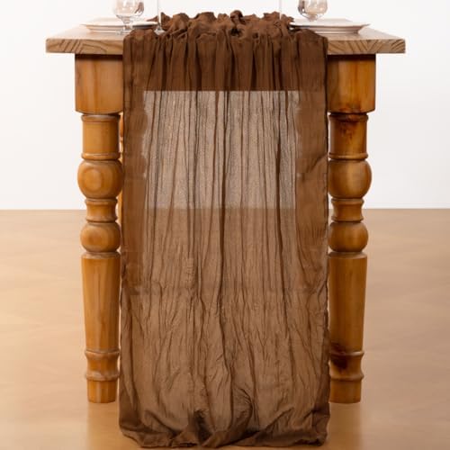 DeZerlor Brown Cheesecloth Table Runners 10 Pack Fall Runners - Image 3