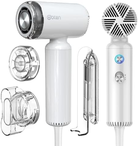Mini Hair Dryer, High-Speed Blow Dryer with 110,000RPM Brushless Motor, Magnetic Diffuser, Negative Ionic Technology for Fast Drying, Compact & Lightweight for Home & Travel (White) by DBTEN