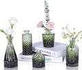 UPBUD Green Glass Bud Vases Set of 5, Mini Flower Vase for Centerpieces by UPBUD