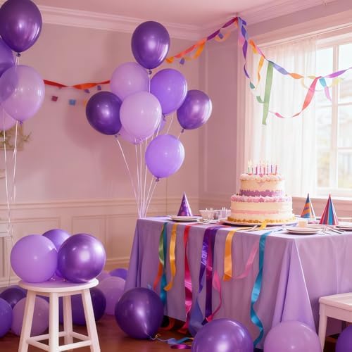 300 Pcs Purple Balloons 5 Inch Metallic Chrome Purple Pastel Macaron Light Lavender Assorted Colors Latex Balloon for Girl Birthday Wedding Anniversary Baby Shower Princess Party Decoration - Image 4