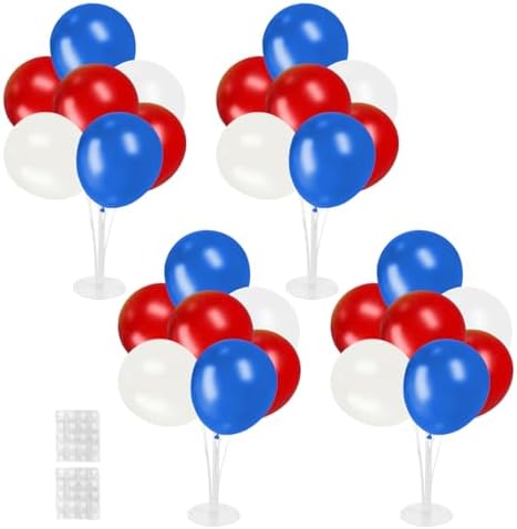 Voircoloria Balloon Stand Kit 4Sets with Balloons for Patriotic Decorations by Voircoloria