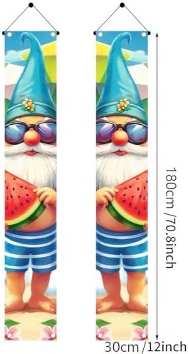 BlissYard 2pcs Welcome Summer Door Banner Hawaiian Beach Funny Gnome Porch Banners Sign Summer Sunshine Front Door Hanging Decor Banner for Seasonal Home Hawaii Tropical Party Outdoor Decorations - Image 5