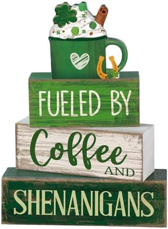 Moucuny 4 Pcs Wooden Tiered Tray Decor Irish Farmhouse Table Sign Coffee by Moucuny