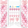 2 Sets Pink Bow Balloon Column Stand Adjustable Pink Heart Balloon Decor by Naozinebi