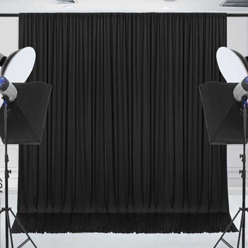 30x10ft Wrinkle Free Black Backdrop Curtain for Parties Soft Fabric Drapes Wedding Black Curtain Backdrop for Birthday Party Decorations Background for Photography 5x10ft, 6 Panels - Image 2