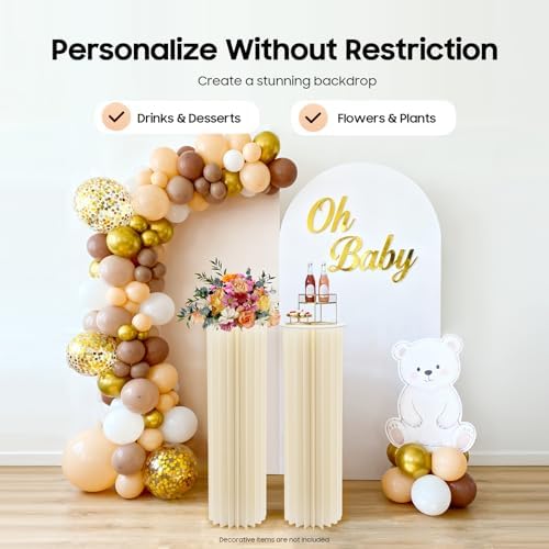 2Pcs Cylinder Stands for Party Foldable Cardboard Centerpiece Display Round Stands Centerpiece Cake Pedestal Stand 100LBS for Wedding Party Birthday Decor 100cm High (2Pcs) - Image 5
