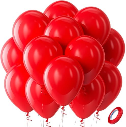Bezente Red Balloons Latex Party Balloons 100 Pack 12 inch by Bezente
