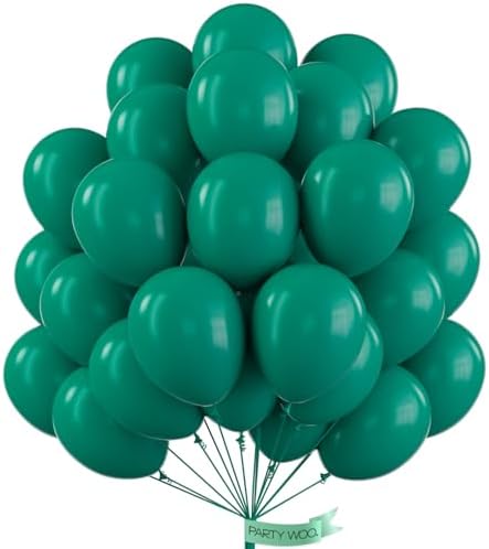 PartyWoo Dark Green Balloons 50pcs Emerald Hunter Forest Green Boho Neutral by PartyWoo