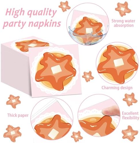96Pcs Pancakes and Pajamas Paper Plates and Napkins Pajama Brunch Birthday Party Decoration Girls Pink Night Sleepover Dessert Plates Spa Party Cake Tableware Set for 24 Guests Slumber Party Supplies - Image 4