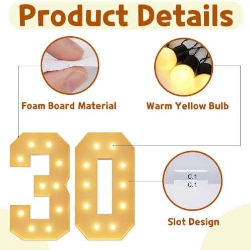 imprsv 30 Marquee Numbers, 4FT Light Up Numbers for 30th Birthday Decor - Image 4