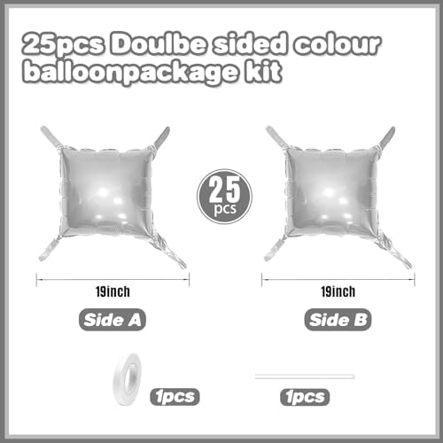 25PCS Silver Square Foil Balloons Wall Backdrop - Image 2