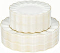 120PCS Ivory White Plastic Plates, Wavy Plates with Gold Rim by QualQuot