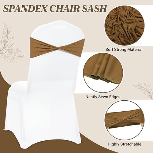 MDS Pack of 75 Spandex Chair Sashes Without Slider Buckles – Mocha - Image 3