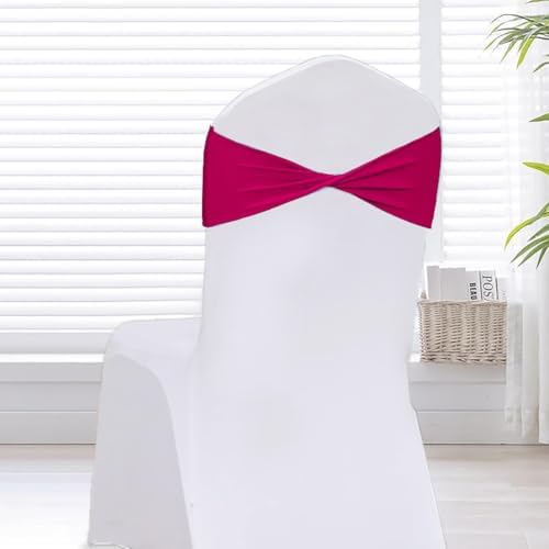 Burgundy Chair Sashes Bows 60Pcs Spandex Chair Sashes Elastic Chair Cover Bands Ties Without Buckle for Wedding Birthday Party Ceremoney Events Decoration - Image 7