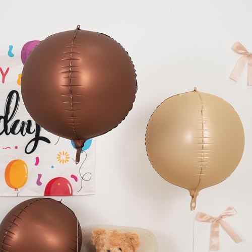 Nude Cream Beige Round Foil Balloons Boho Birthday Decor 22 Inch 6 Pcs - Image 5