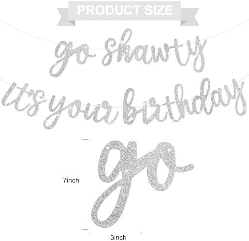BEISHIDA Silver Pre-Strung Go Shawty It's Your Birthday Banner Decor - Image 3