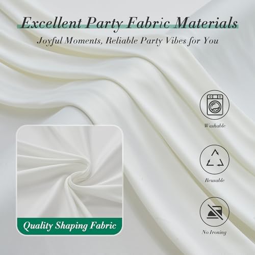 60 ft x 10 ft Wrinkle Free Ivory Backdrop Curtain for Parties, 12 Panels 10ft Polyester Ivory Photo Backdrop Drapes for Graduation Birthday Wedding Party Stage Curtains - Image 5
